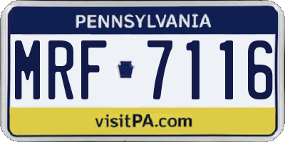 PA license plate MRF7116
