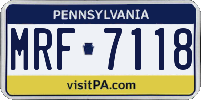 PA license plate MRF7118