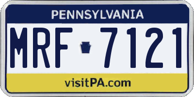 PA license plate MRF7121