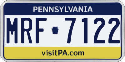 PA license plate MRF7122