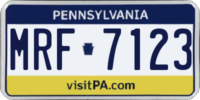 PA license plate MRF7123