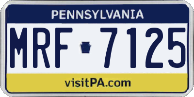 PA license plate MRF7125