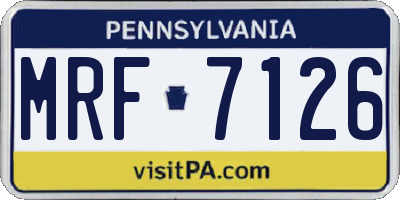 PA license plate MRF7126