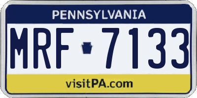 PA license plate MRF7133