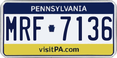 PA license plate MRF7136