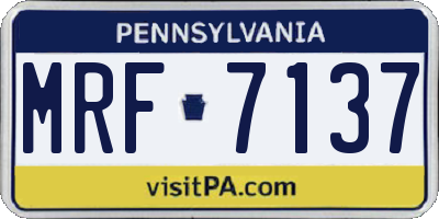 PA license plate MRF7137