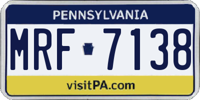 PA license plate MRF7138