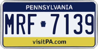 PA license plate MRF7139