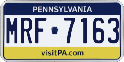 PA license plate MRF7163