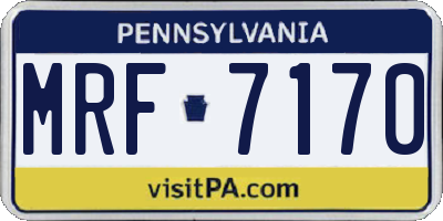 PA license plate MRF7170