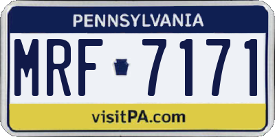 PA license plate MRF7171