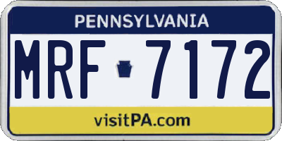 PA license plate MRF7172