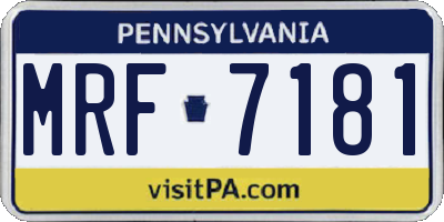 PA license plate MRF7181