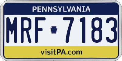 PA license plate MRF7183