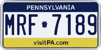 PA license plate MRF7189