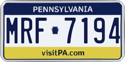 PA license plate MRF7194