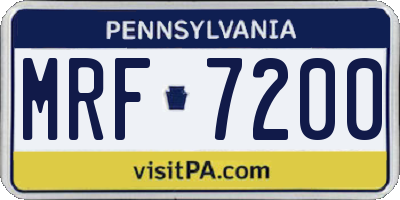 PA license plate MRF7200