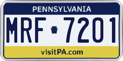 PA license plate MRF7201