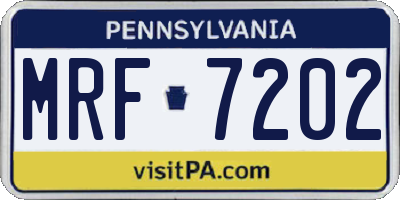 PA license plate MRF7202