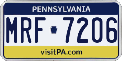 PA license plate MRF7206