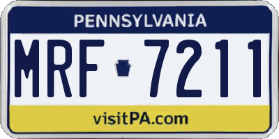 PA license plate MRF7211