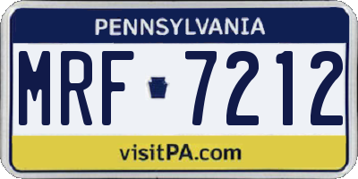 PA license plate MRF7212