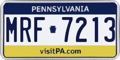 PA license plate MRF7213