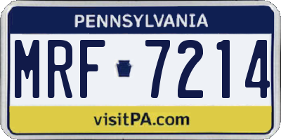 PA license plate MRF7214
