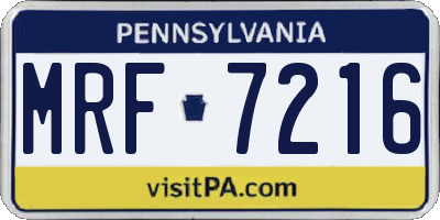 PA license plate MRF7216