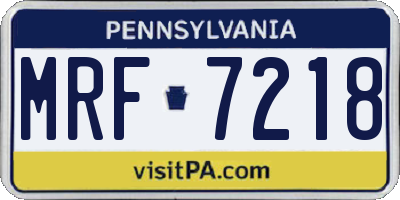 PA license plate MRF7218