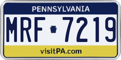 PA license plate MRF7219