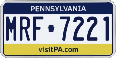 PA license plate MRF7221