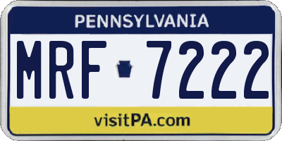 PA license plate MRF7222
