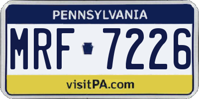 PA license plate MRF7226