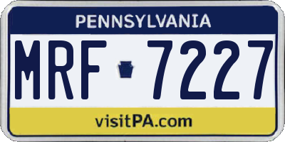 PA license plate MRF7227
