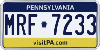 PA license plate MRF7233