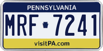 PA license plate MRF7241