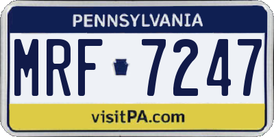 PA license plate MRF7247