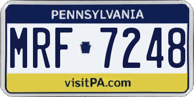 PA license plate MRF7248