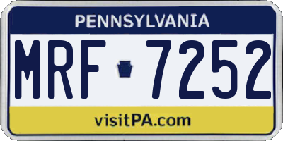 PA license plate MRF7252