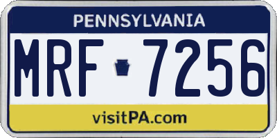 PA license plate MRF7256