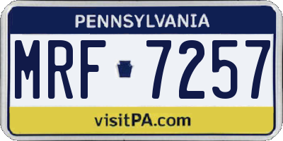 PA license plate MRF7257
