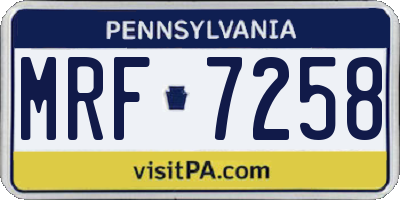 PA license plate MRF7258