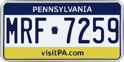 PA license plate MRF7259