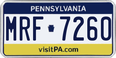 PA license plate MRF7260
