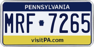 PA license plate MRF7265