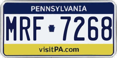 PA license plate MRF7268