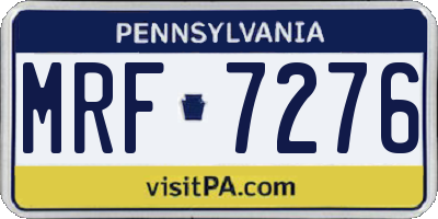 PA license plate MRF7276