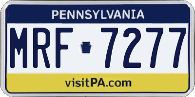 PA license plate MRF7277
