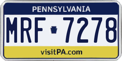 PA license plate MRF7278